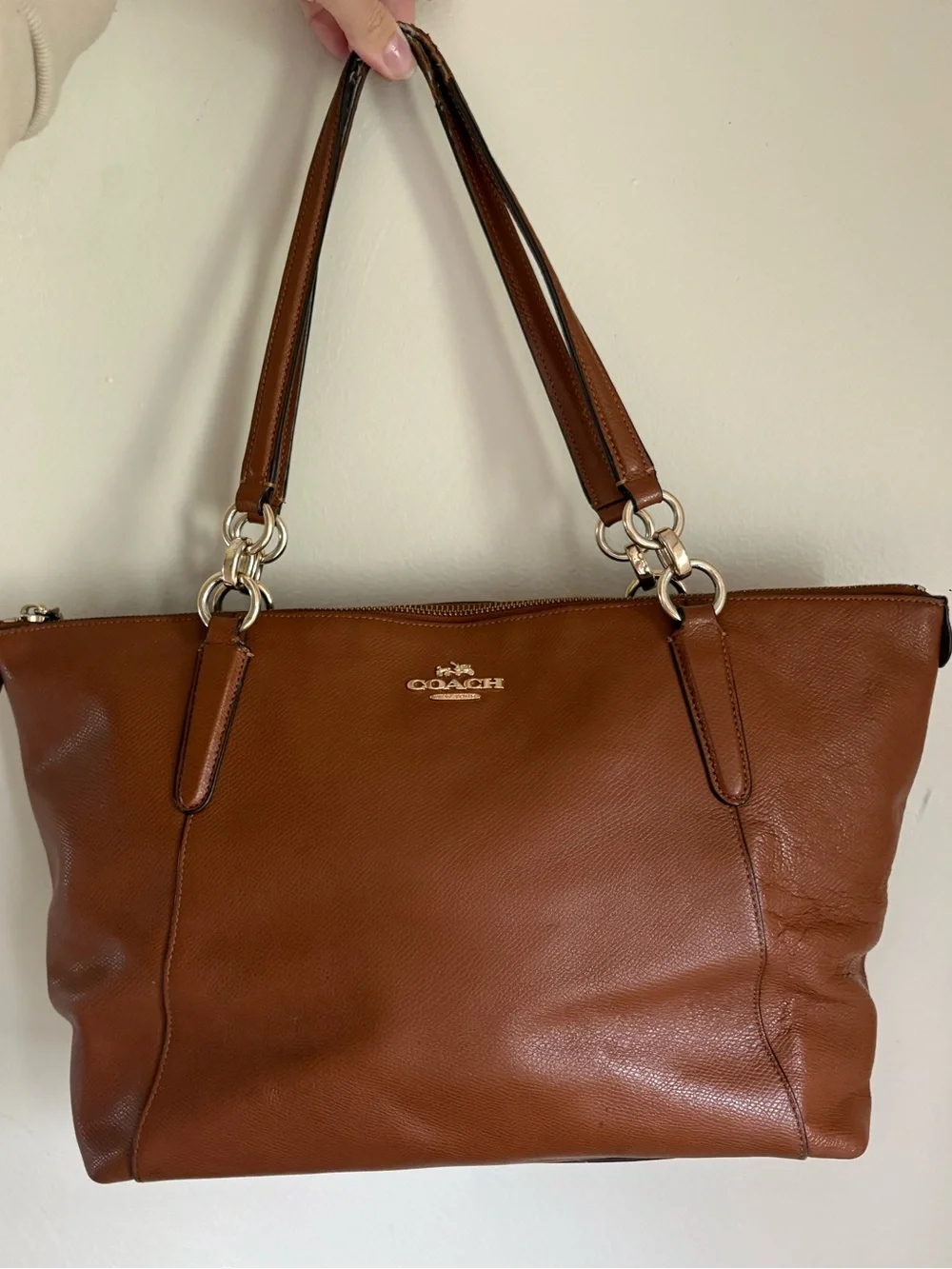 Coach Cinnamon Brown Leather Tote with Gold Hardware